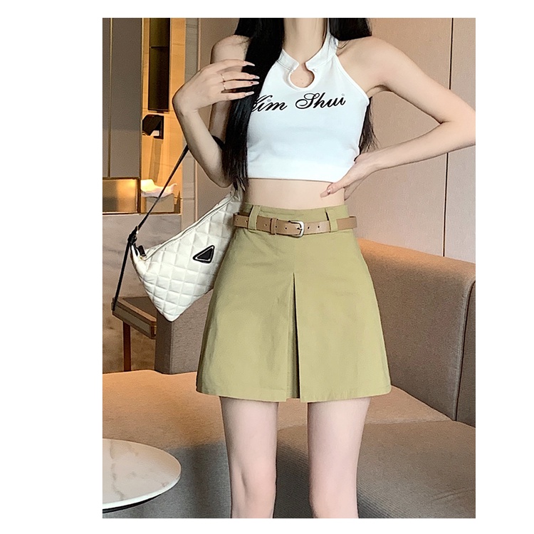 Chân váy SUXI dáng chữ A lưng cao phối túi phong cách cổ điển