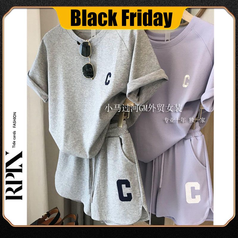Bộ Điều Khiển Chất Lượng Rpin B Chiếc!Tuổi tác giảm đi, dễ mặc!Set Áo Thun Ngắn Tay Form Rộng Và Quần Short Thời Trang Mùa Hè