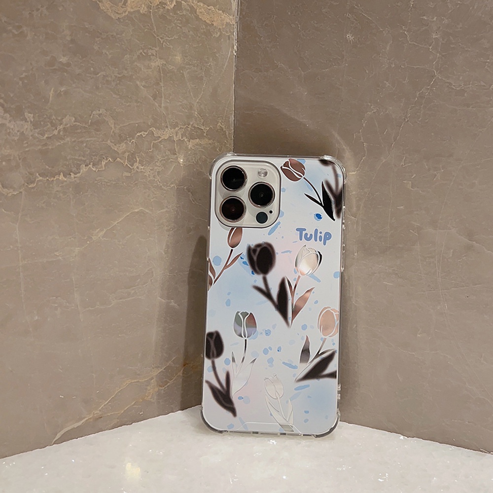 Ốp Điện Thoại Trong Suốt Họa Tiết Hoa Tulip AT0262 Cho Iphone SE2020 7 / 8 Plus 14 X XR XM 11 12 MINI 13 PRO MAX