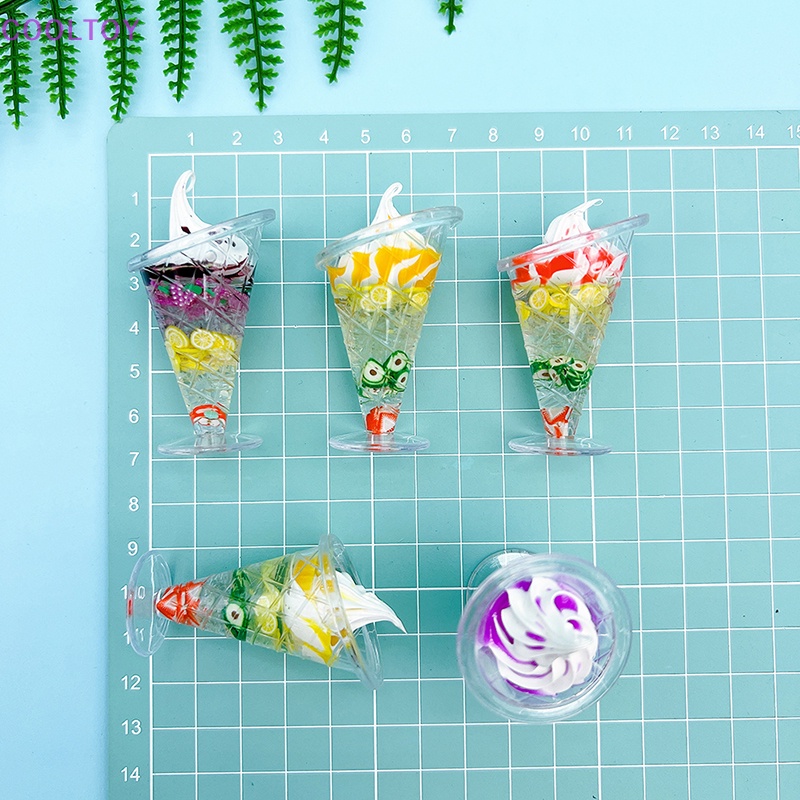 Đồ trang trí Ly Kem Mini Bằng Nhựa Resin Màu Dạ Quang Dễ Thương Dùng Trang Trí DIY