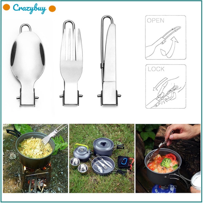 Cr Bộ Dụng Cụ Nấu Ăn Chống Dính Trọng Lượng Nhẹ Kèm Muỗng Nĩa Tiện Dụng Cho Hoạt Động Ngoài Trời