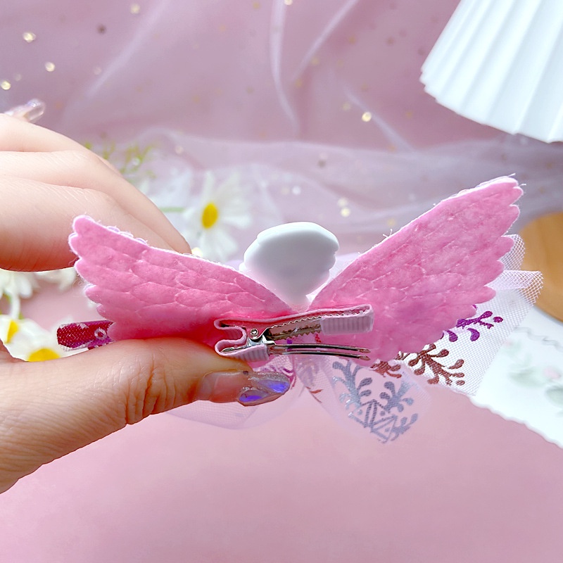 Kẹp Tóc Hình Đôi Cánh Phong Cách Công Chúa Elsa | Kẹp Nơ Dễ Thương Cho Bé Gái | Băng Đô Cài Tóc Đính Hạt Lấp Lánh