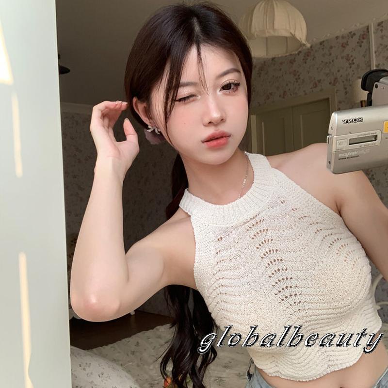 Áo Thun Không Tay Cổ Tròn Dáng Ôm Gợn Sóng Thời Trang Mùa Hè Dành Cho Nữ