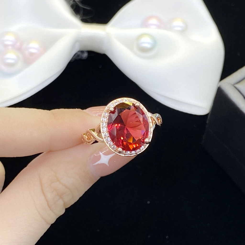 ♥ Hàng Mới Về Mới Nhẫn Đính Đá Rubellite Hình Oval Nhiều Màu Thời Trang Cao Cấp Cho Nữ