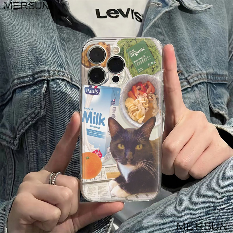 ✅Ốp Điện Thoại Mềm Chống Sốc Hình Mèo Đen Cho Iphone 14pro max 116In 1278 13 plus CQZ0