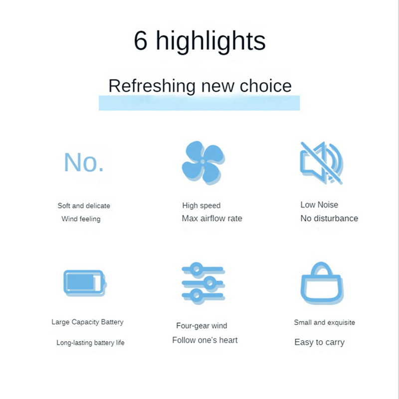 Quạt Làm Mát Mini Đeo Cổ Yên Tĩnh Sạc Cổng USB Dùng Cho Mùa Hè