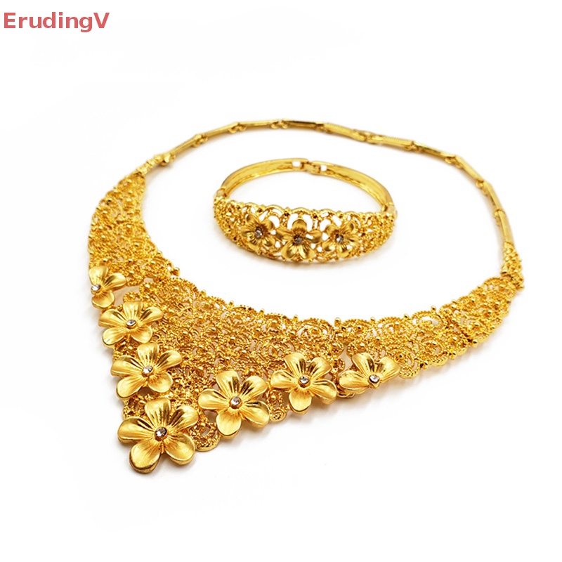 [ErudingV] Bộ Trang Sức Vòng cổ / Bông Tai / Nhẫn / Vòng Tay Màu Vàng Đồng Châu Phi Lớn Cho Nữ [Mới]