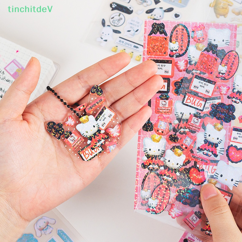 Bộ 2 Miếng Dán Bằng Pvc Trong Suốt Hình Hello Kitty Màu Đồng Trang Trí Sổ Tay DIY