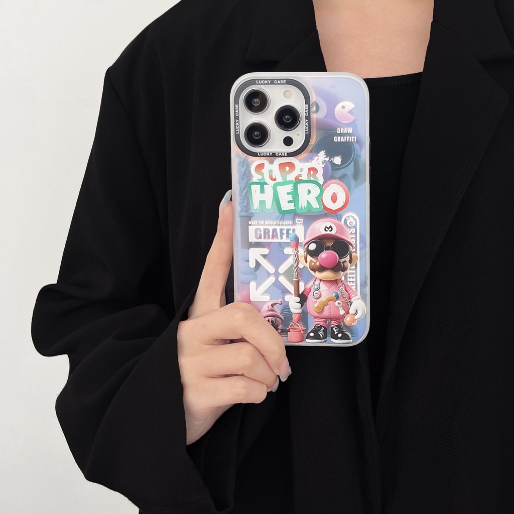 Ốp Điện Thoại TPU Dẻo Trong Suốt Họa Tiết Hoạt Hình Mario Hai Mặt Chống Sốc Cho iPhone 14 13 12 11 Pro Max