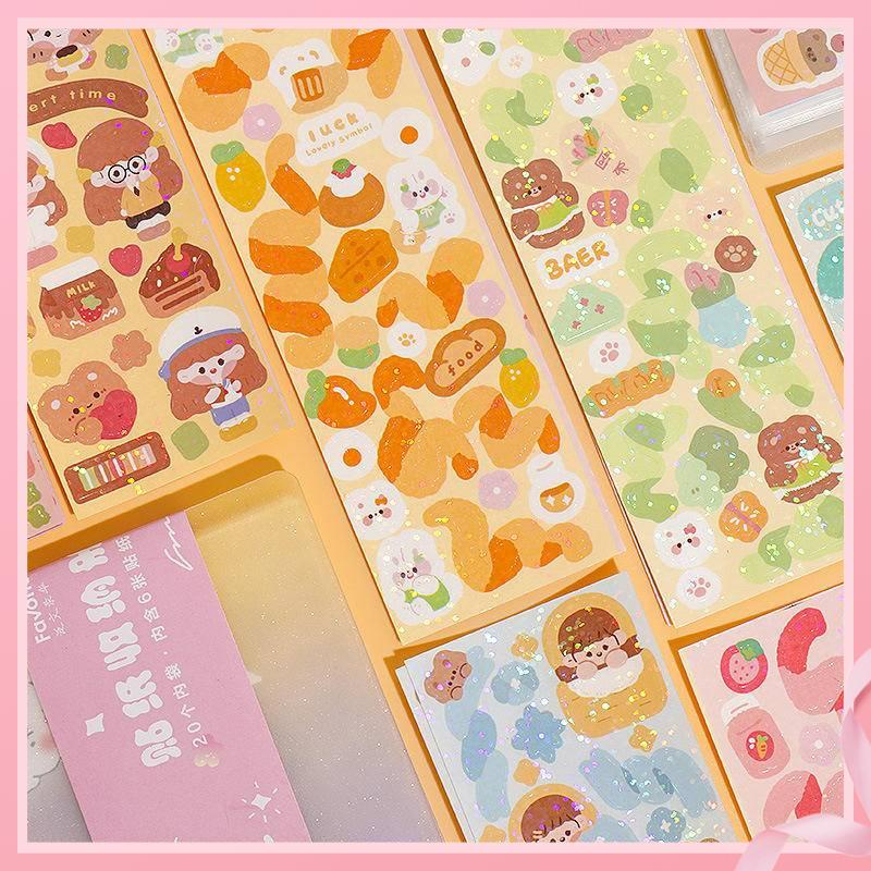 Guka Nhãn Dán Laser Trang Trí Sổ Tay diy Hình Cô Gái Trái Tim Phong Cách ins