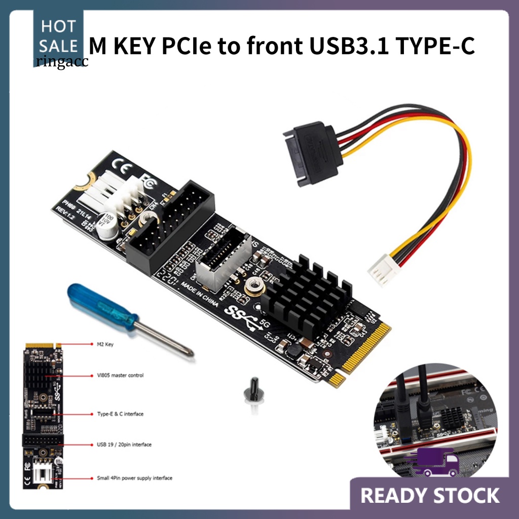 Card Mở Rộng PCI-E 4Pin M.2 M Sang USB3.1 TYPE-C 19 / 20PIN Cho Máy Tính