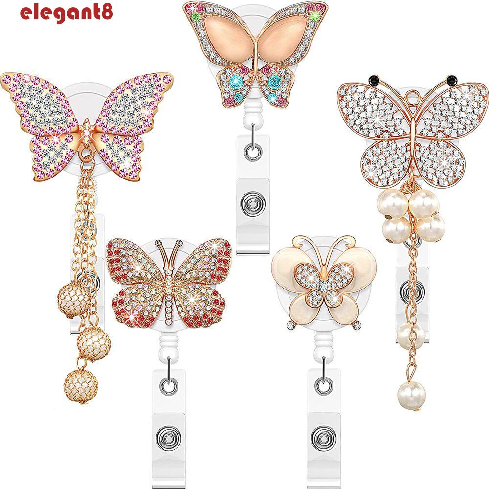 Huy Hiệu Có Thể Thu Gọn Họa Tiết Bướm Thanh Lịch|Giá Đỡ Kẹp Thẻ Tên Làm Việc Tiện Dụng