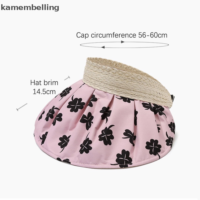 Kamembelling Mũ Đi Biển Hở Chóp Có Thể Điều Chỉnh Vành Hình Cỏ Bốn Lá Hợp Thời Trang Mùa Hè Cho Nữ