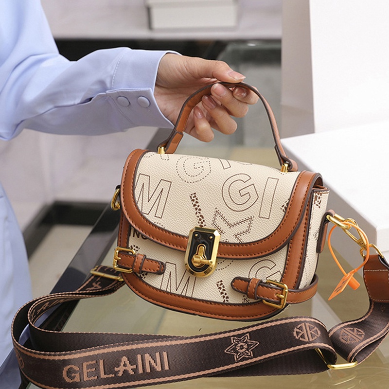 Túi Đeo Vai Hình Vuông Cỡ Nhỏ In Chữ Phối Màu Thời Trang Cao Cấp Cho Nữ