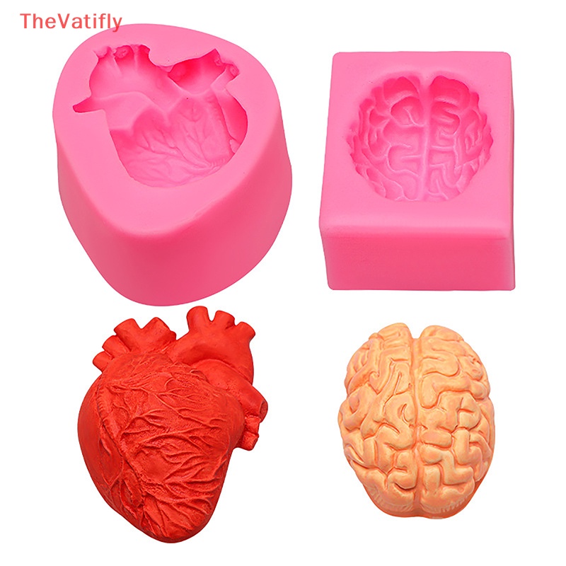 1 Khuôn Làm Bánh Bằng Silicone Hình Trái Tim Bộ Não DIY
