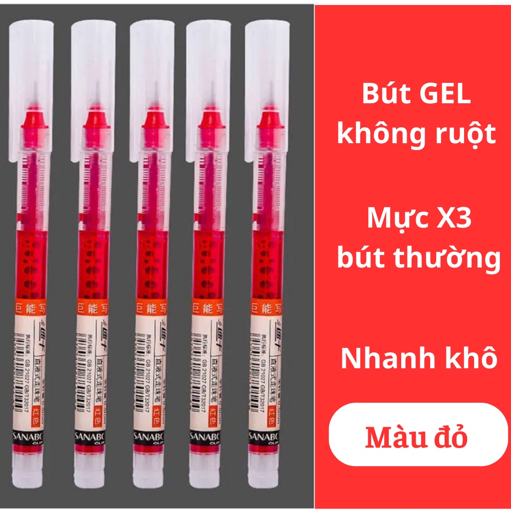 Bút gel mực nước bút nước đen xanh đỏ mực khô nhanh ngòi 0,5mm bút gel đen mực trơn mượt viết cực thích