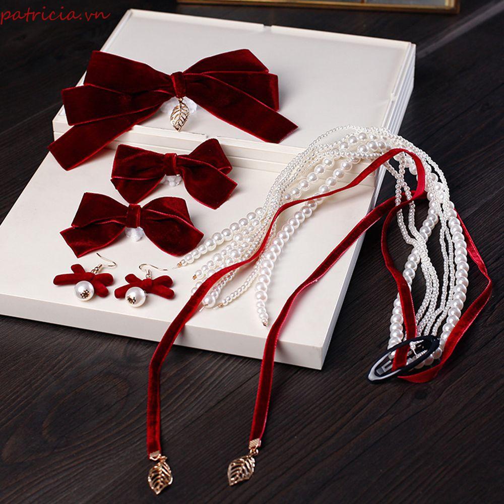 Kẹp Tóc Nơ Tua Rua Phong Cách Retro Cho Cô Dâu