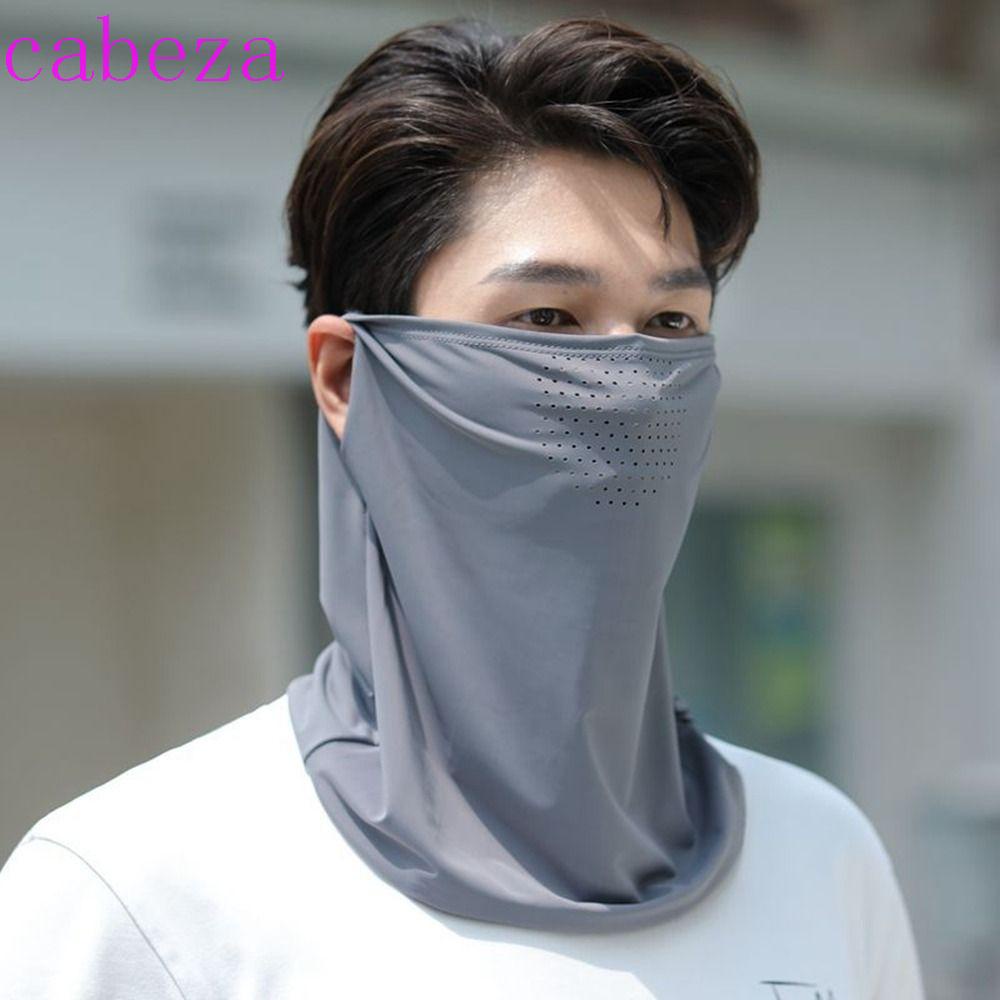 Khăn Choàng Cổ Bằng Lụa Lạnh Màu Trơn Co Giãn Chống Tia UV Thời Trang Mùa Hè Cho Nam