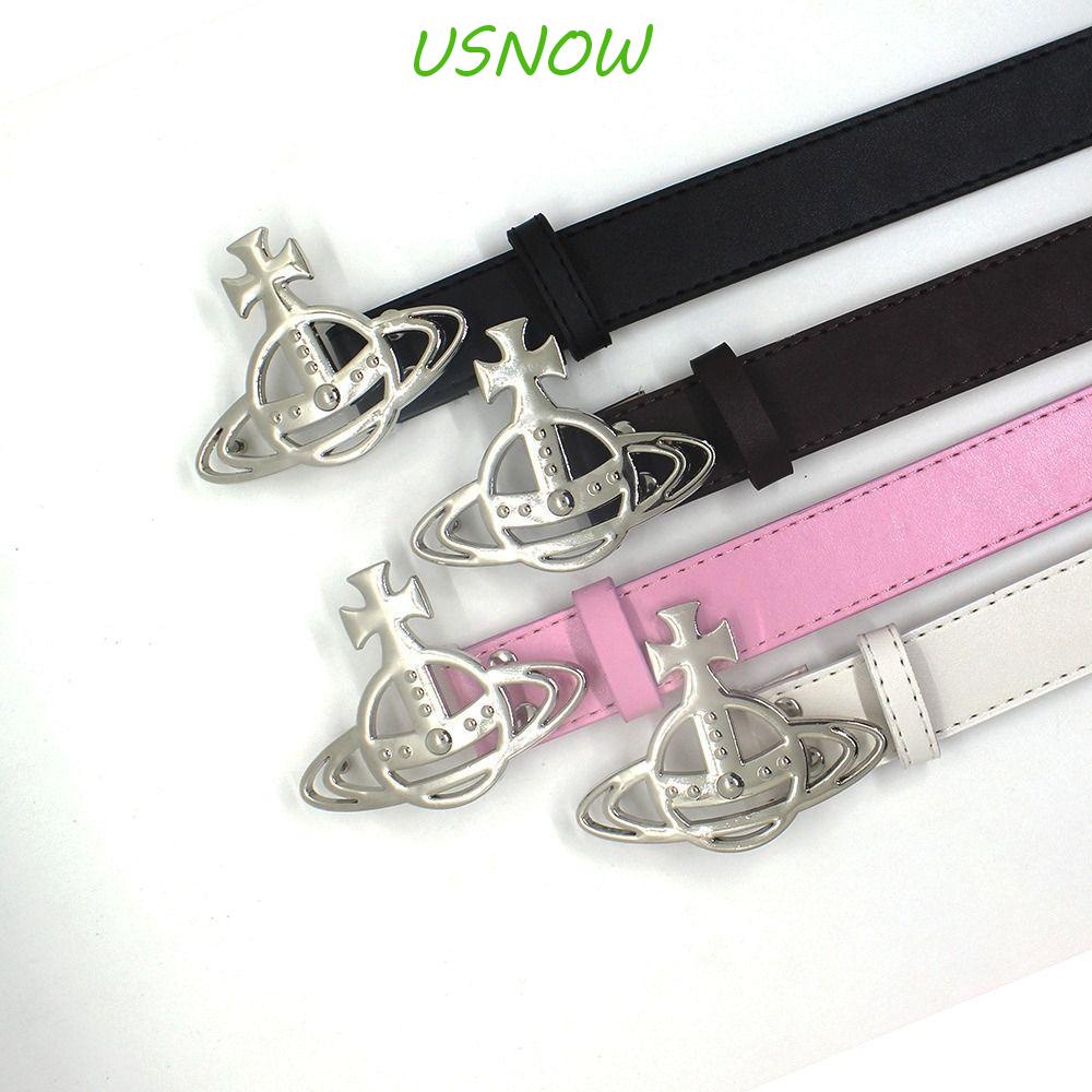 Thắt Lưng Da PU Khóa Kim Loại Kiểu Vintage Đơn Giản Y2k Saturn Thời Trang Cho Nam Và Nữ