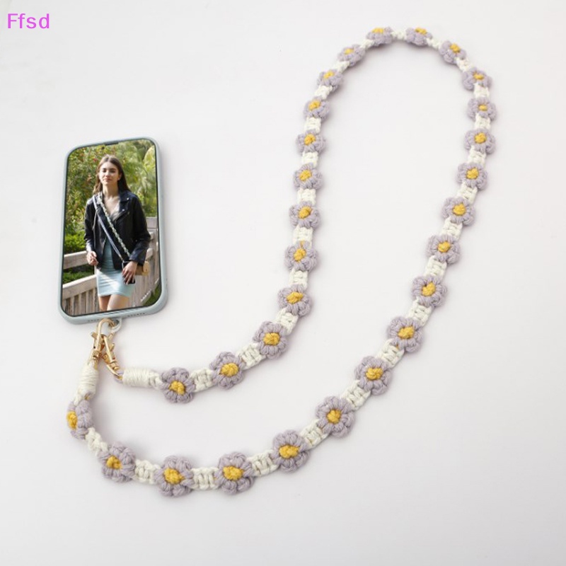 {Ffsd} 1 Cái Móc Điện Thoại Di Động Dạng Túi Đeo Chéo Dây Bện Đính Hoa Cúc Nhỏ Làm Thủ Công Mùa Hè Hàng Mới * Bán Chạy