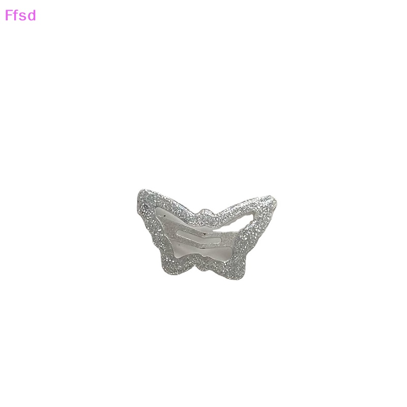 Bộ 2 Kẹp Tóc Kim Loại Hình Bướm Màu Bạc Dễ Thương Cho Nữ