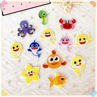 ♚ sticker ủi thêu hình cá mập doo doo ♚ 1 sticker ủi thêu hình huy hiệu
