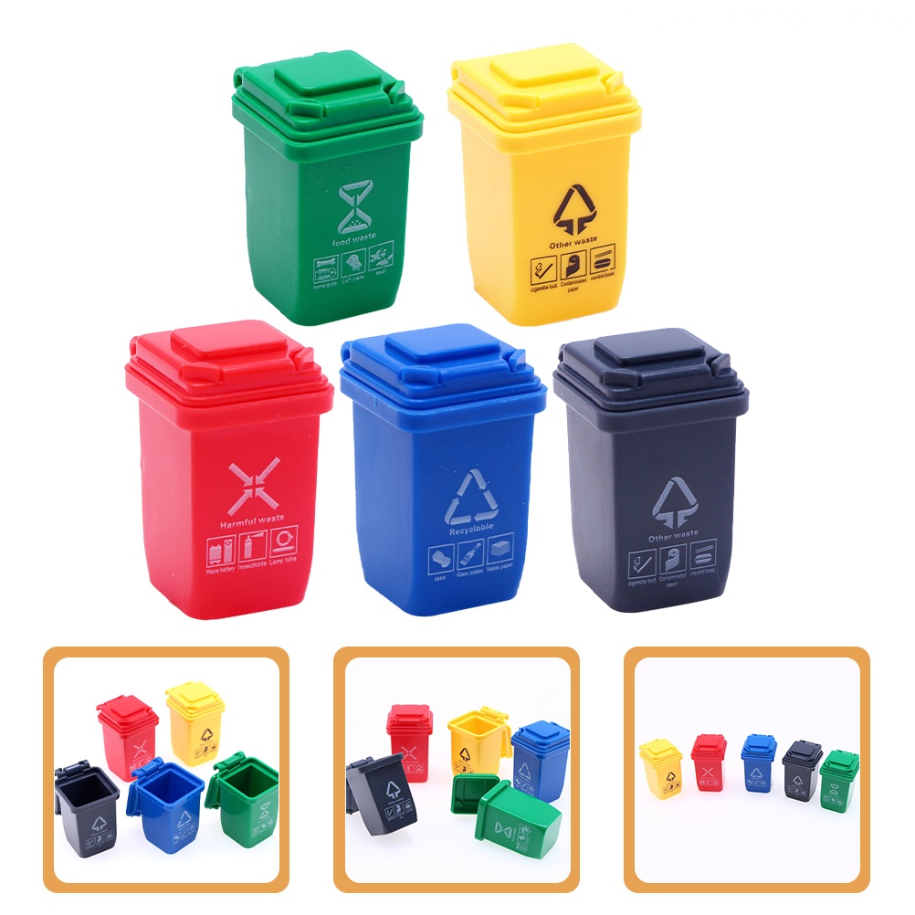 Set 5 Thùng Rác Mini Đồ Chơi Cho Nhà Búp Bê