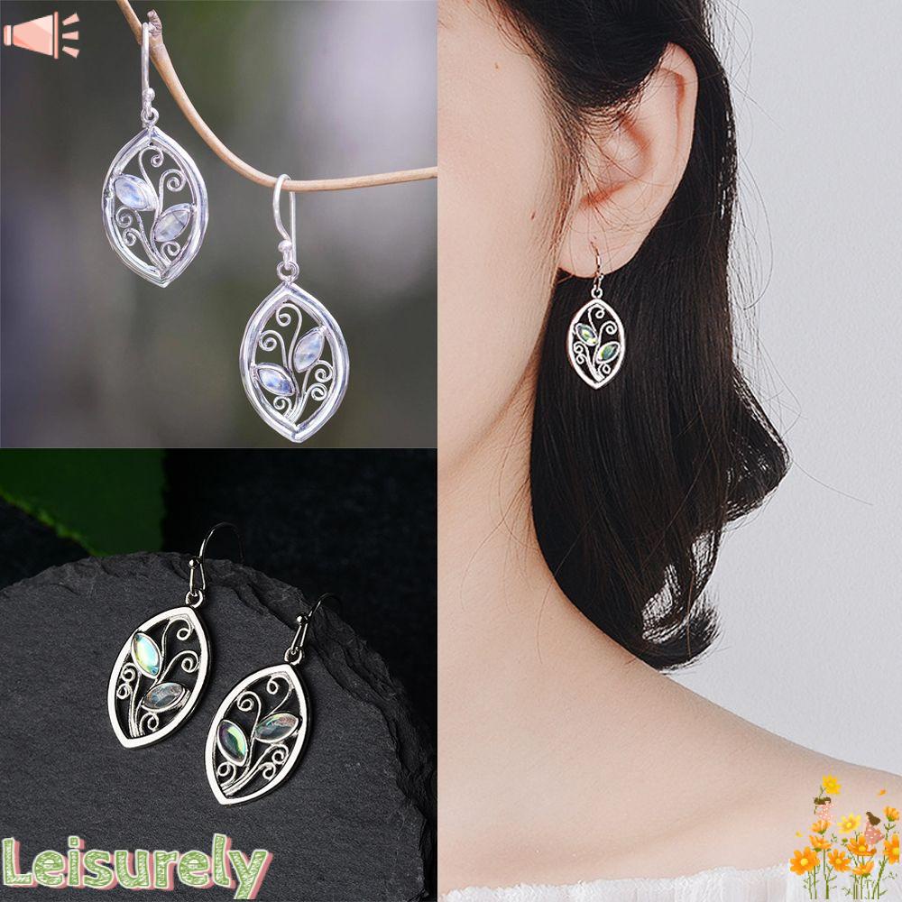 Cầu Vồng LEILY|Bông Tai Nữ|Móc Trang Sức Đám Cưới Hình Chiếc Lá