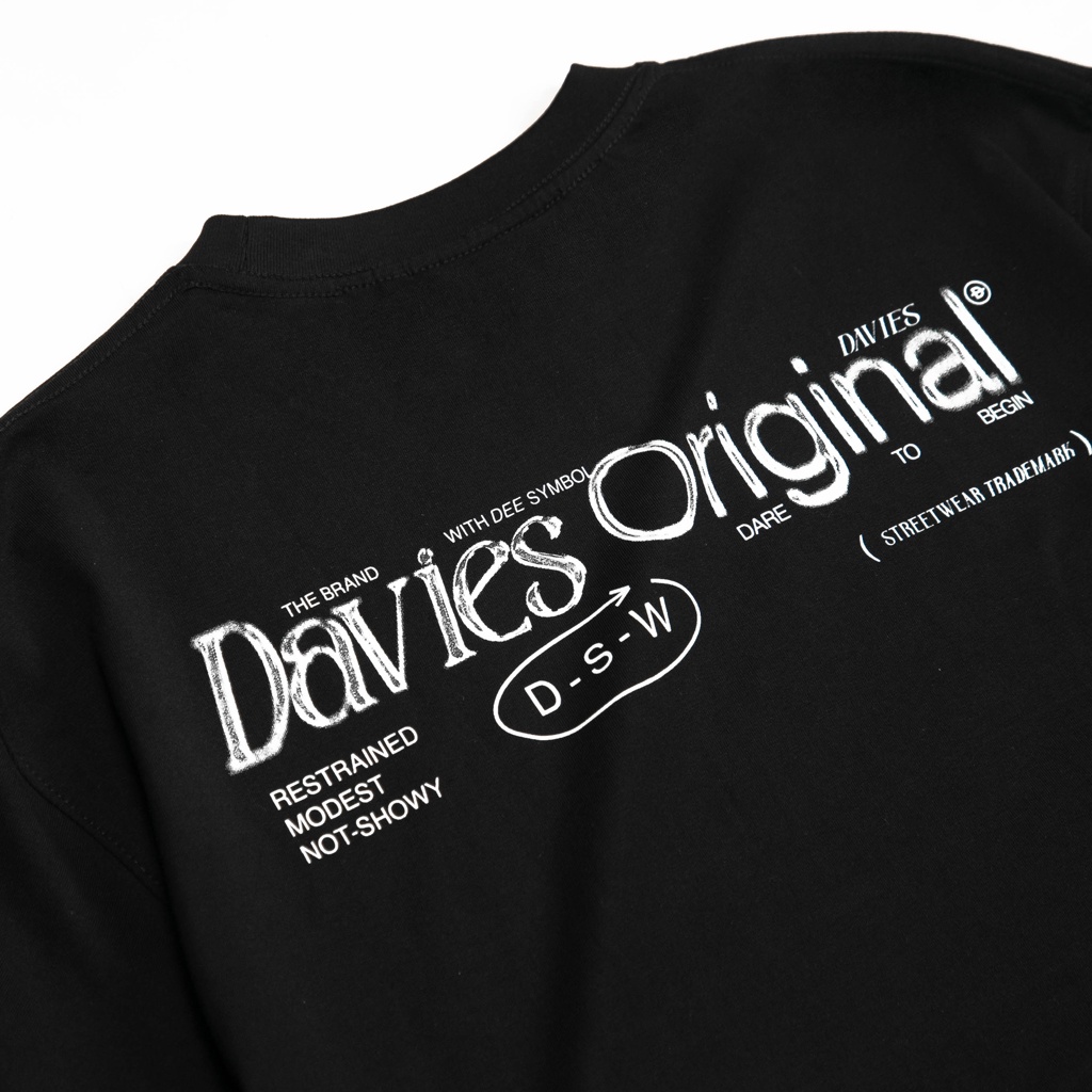 Áo thun local brand nam nữ form rộng tay lỡ màu đen Tee Flash Davies| D32-T12