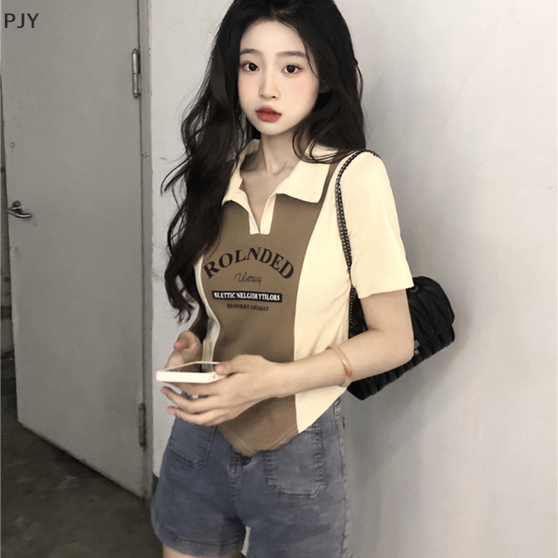 Áo Thun Crop Top Tay Ngắn Dáng Ôm Thời Trang Mùa Hè Xinh Xắn Cho Nữ