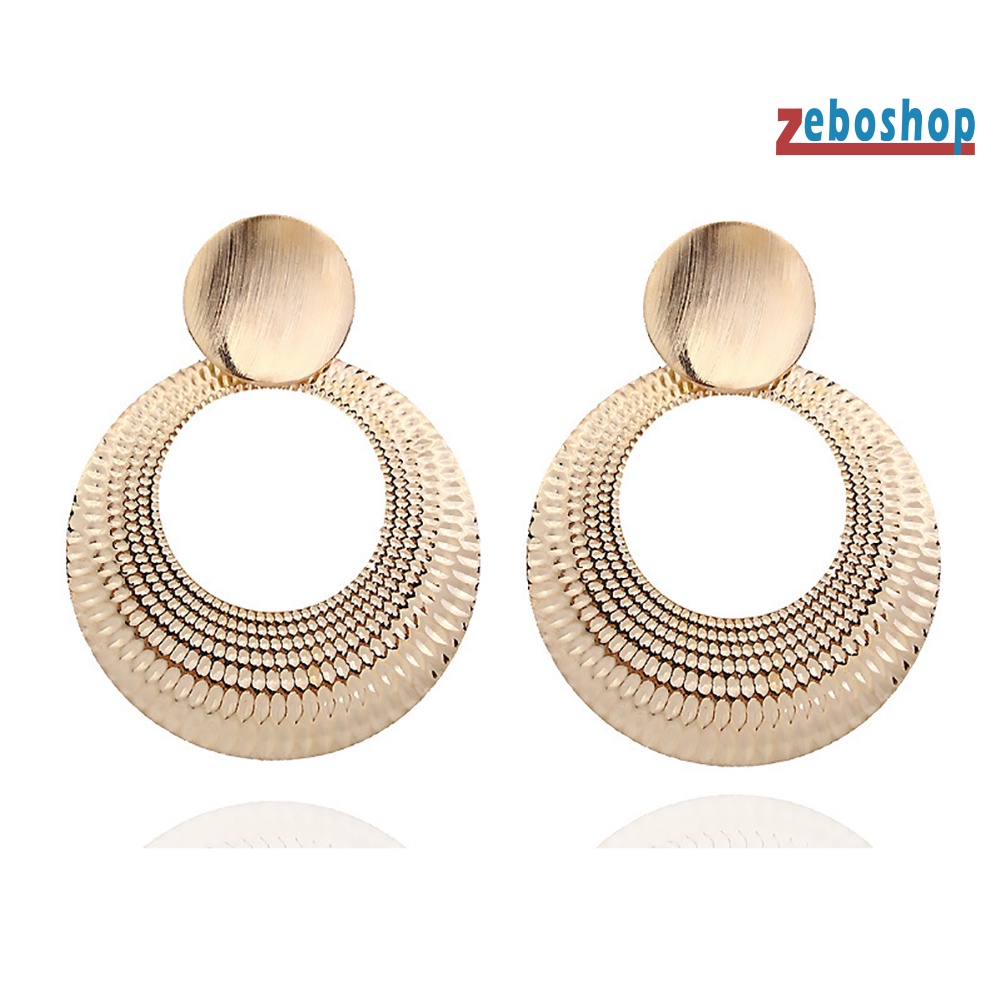 Khuyên Tai Dáng Dài Mặt Tròn Lớn Thời Trang Cho Nữ