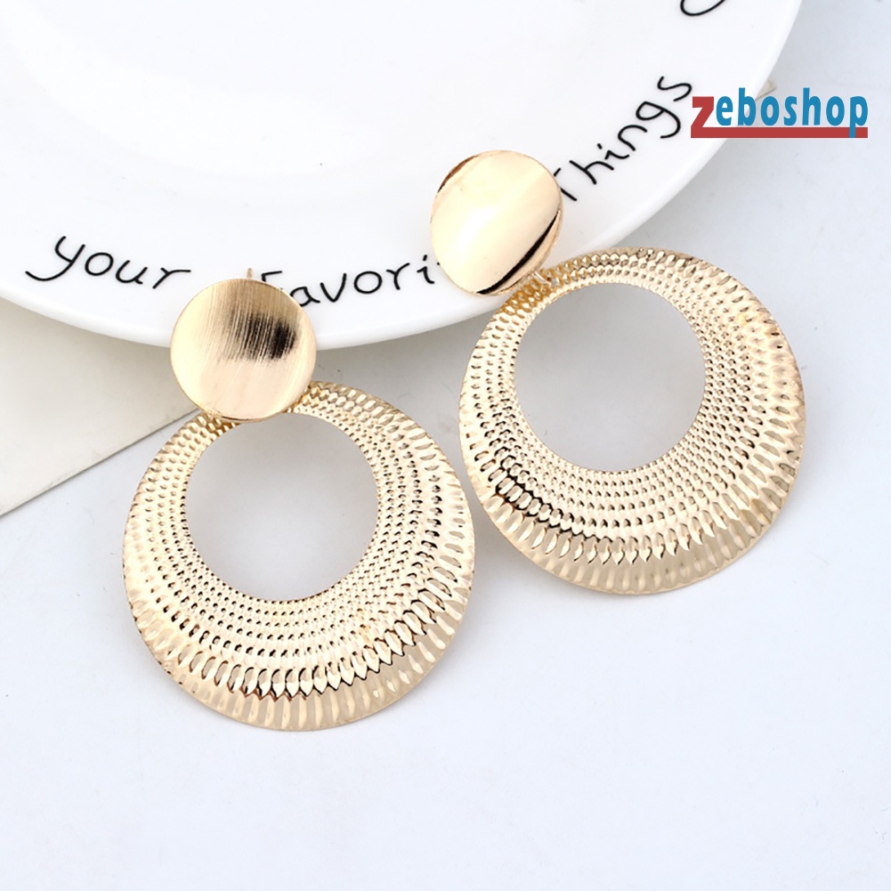 Khuyên Tai Dáng Dài Mặt Tròn Lớn Thời Trang Cho Nữ