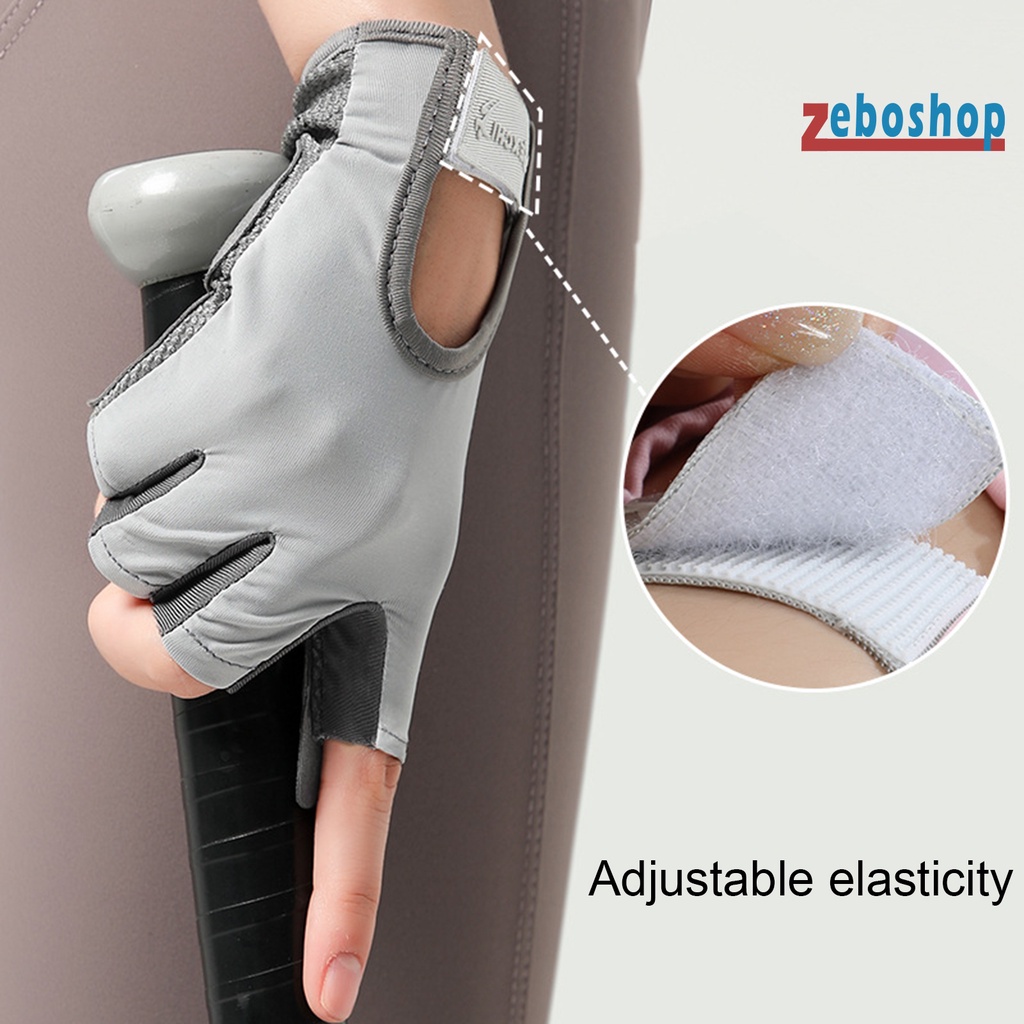 Găng Tay Hở Ngón Bằng Polyester Co Giãn Thoáng Khí Chống Trượt Chống Sốc Dùng Tập Thể Thao