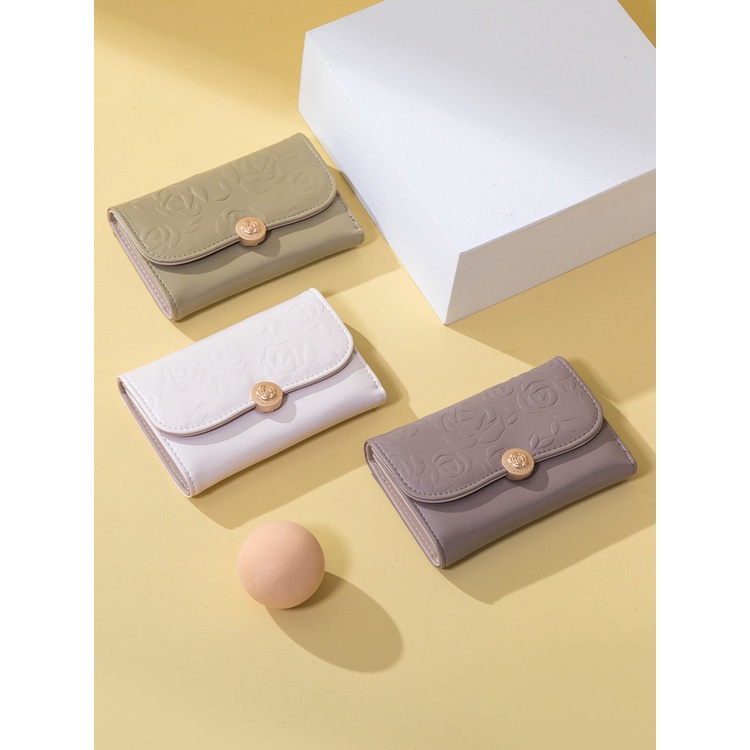 Ví Nữ Cỡ Vừa Hoạ Tiết Hoa Thời Trang Giá Đỡ