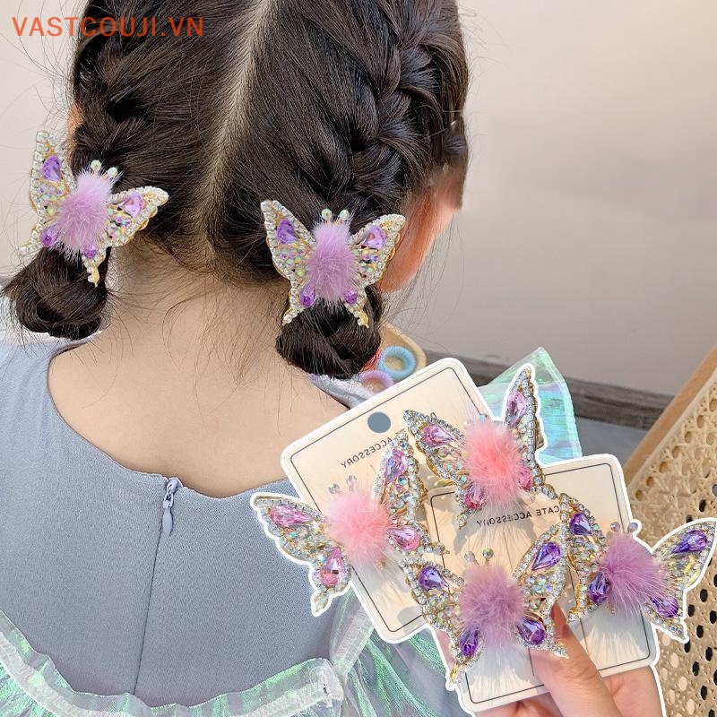 Kẹp Tóc Hình Bướm 3D Đính Đá Xinh Xắn Cho Nữ