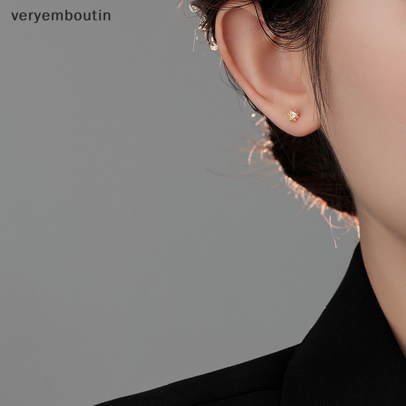 1 Đôi Bông Tai Đính Đá Zircon 5mm Thời Trang Dành Cho Nữ