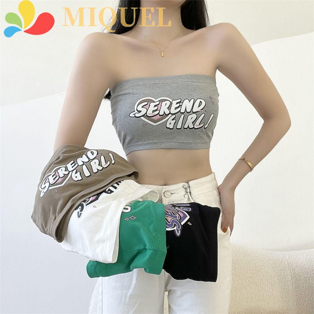 Áo Lót Quây Ngực Không Dây Chống Trượt In Chữ Phong Cách Harajuku Hàn Quốc Thời Trang Mùa Hè Dành Cho Nữ
