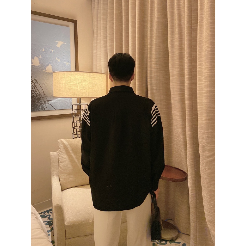 Áo Sơ Mi Dài Tay Dáng Rộng Họa Tiết Kẻ Sọc Thời Trang Thu Đông Hàn Quốc Mới Cho Nam