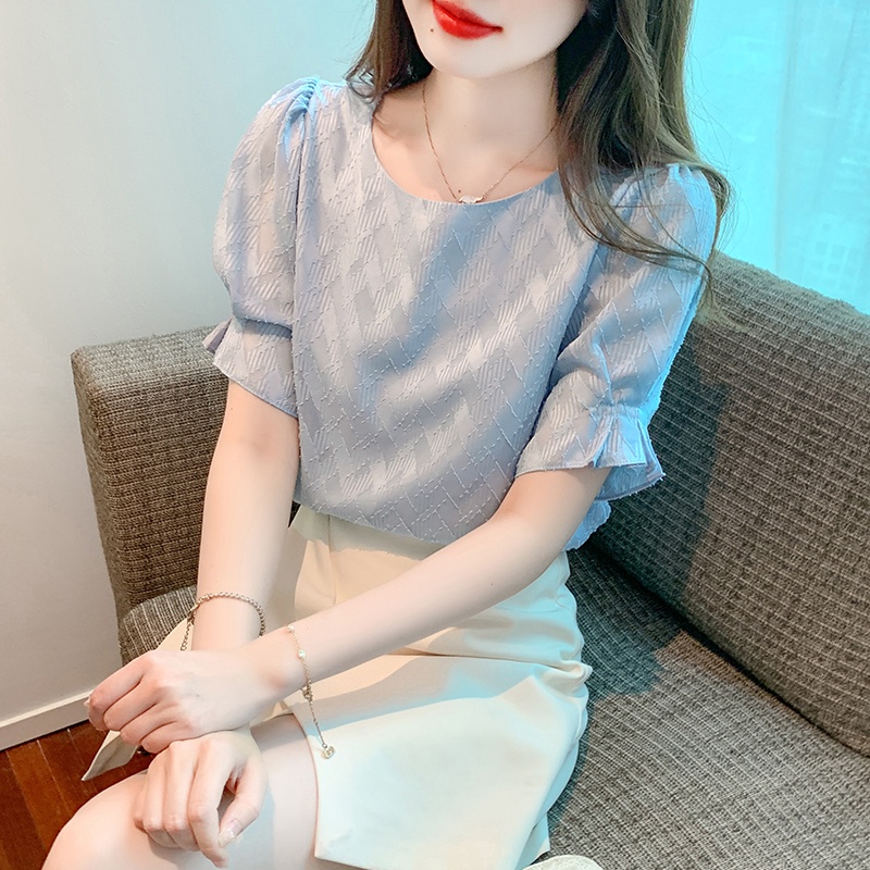 Áo Sơ Mi Chiffon Tay Ngắn Thời Trang Mùa Hè Thanh Lịch Cho Nữ 5y3i