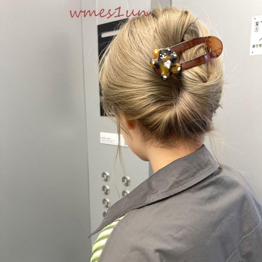Kẹp Tóc Hình Chú Gấu Màu Kẹo Trong Suốt Cỡ Lớn WMES15H Kiểu Hàn Quốc Xinh Xắn Cho Bạn Gái