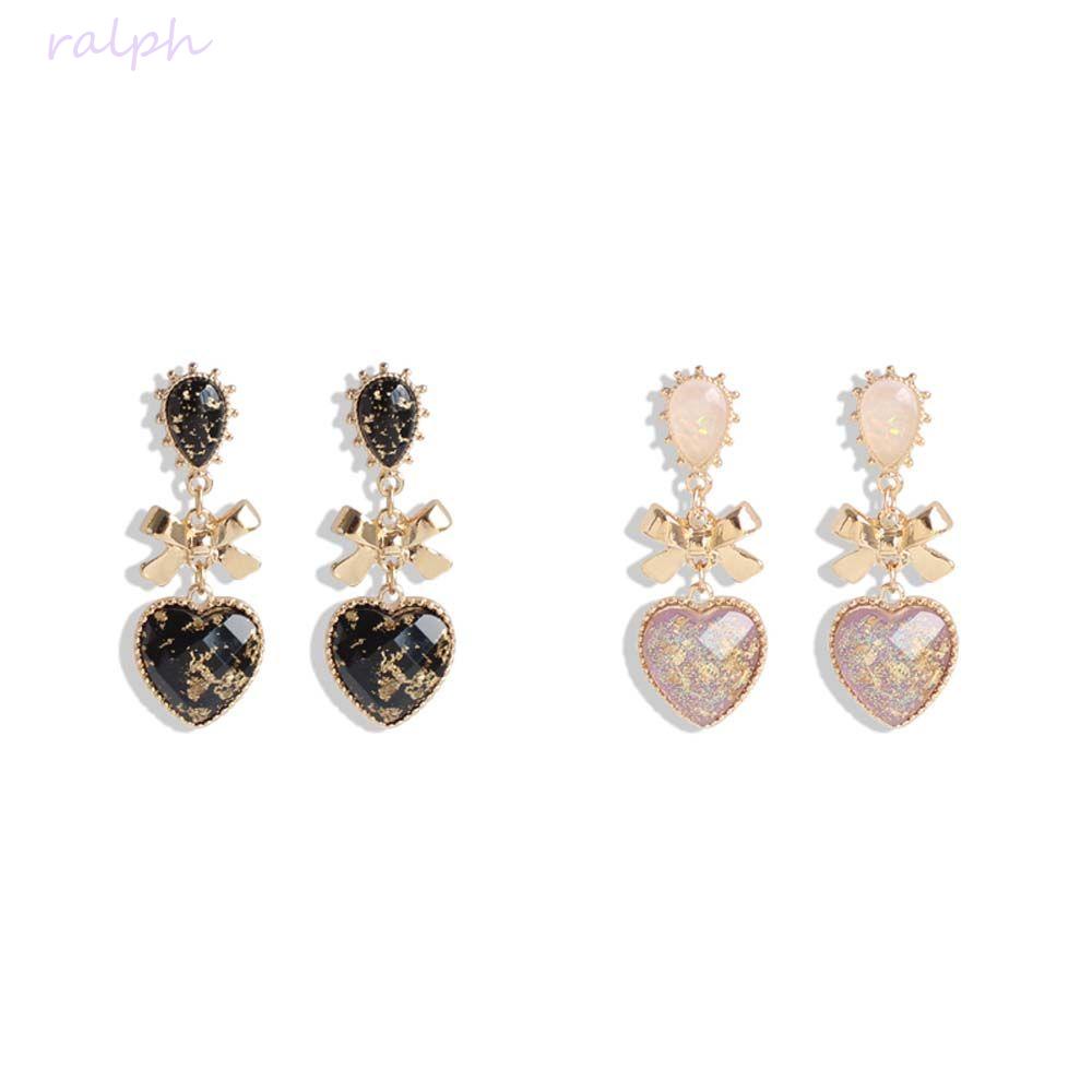 Khuyên Tai Lủng Lẳng Bằng Kim Loại Hình Nơ Cổ Điển