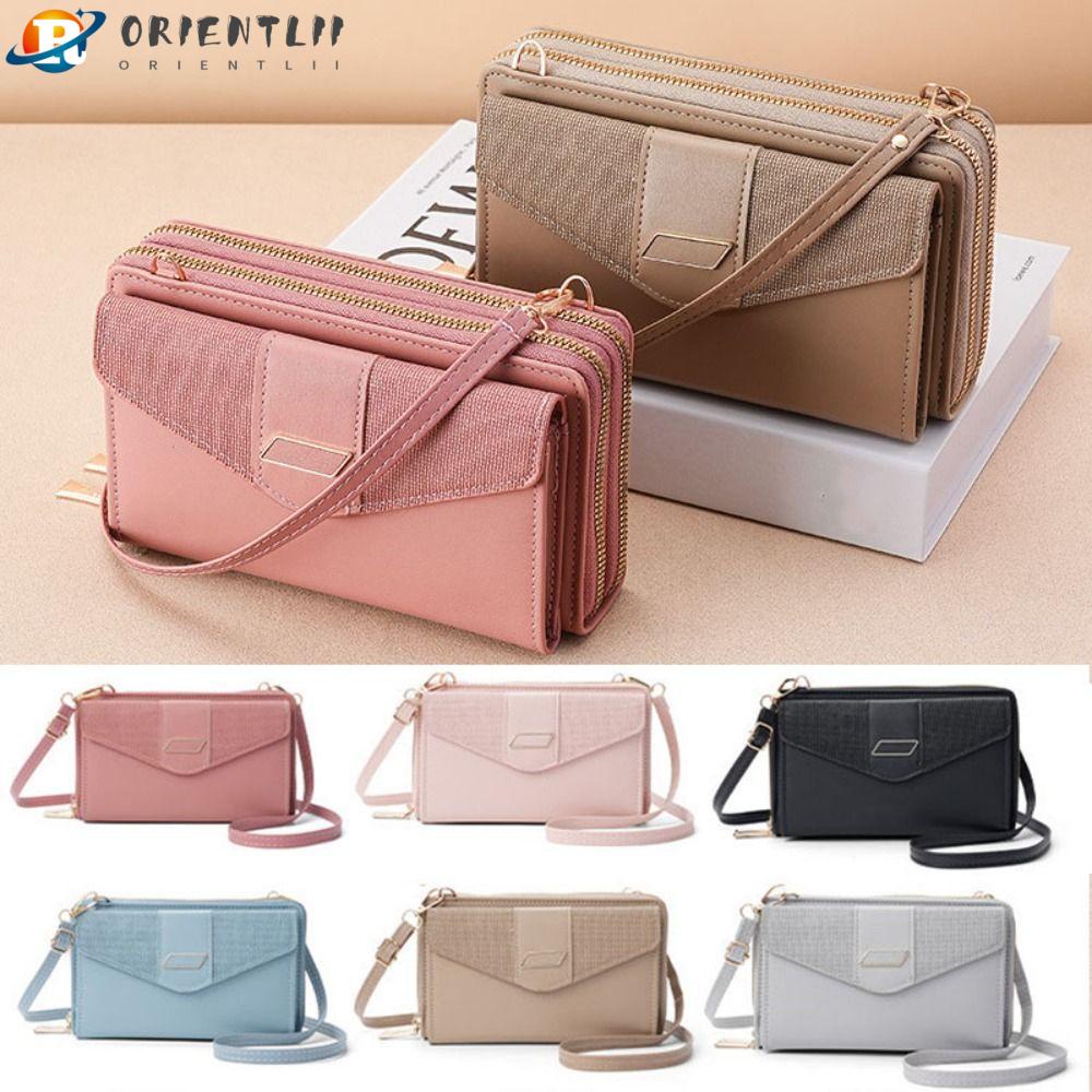 Túi Đựng Điện Thoại Đeo Chéo Orentlii Có Khóa Kéo Đôi Thời Trang Ngoài Trời Cho Nữ Giá Đỡ