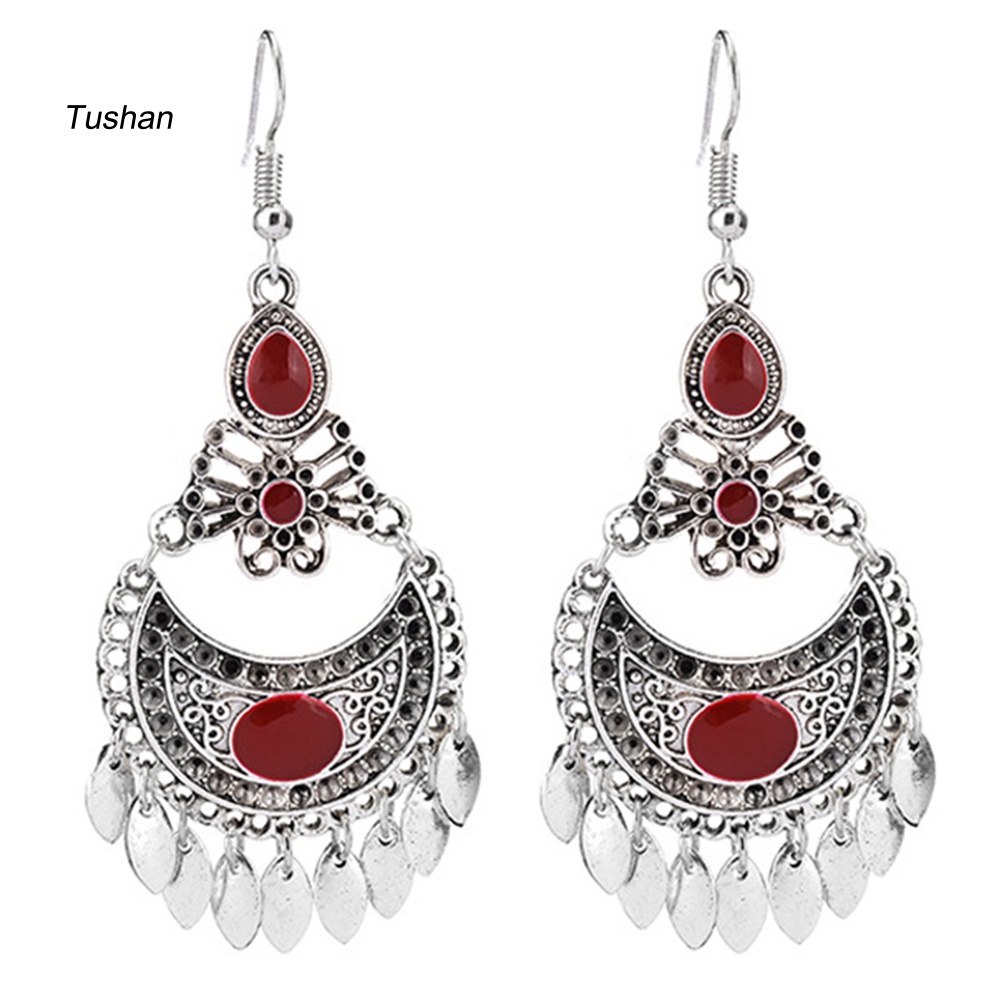 Bông Tai Hình Học Đính Đá Nhân Tạo Phong Cách Bohemian Thời Trang