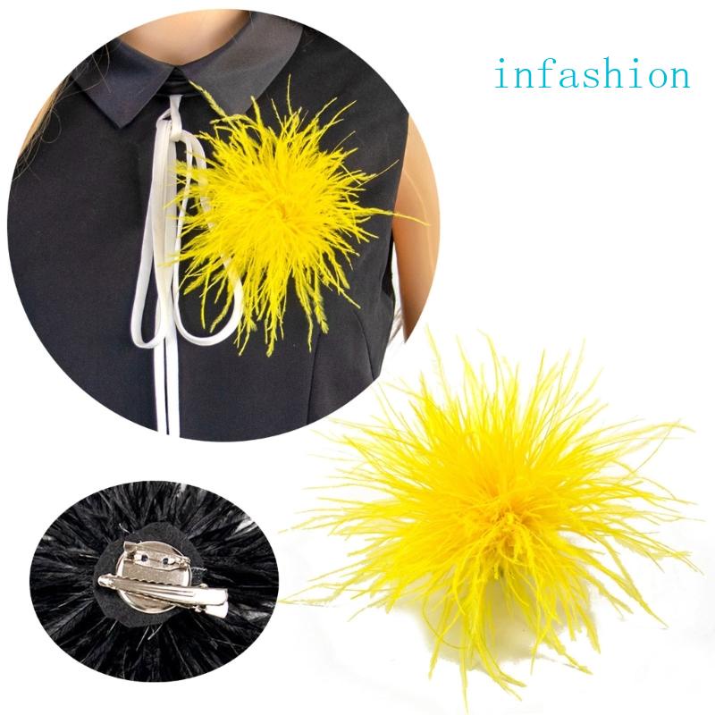 Ghim Cài Áo Hình Lông Vũ Đà Điểu Phối Lông Vũ Độc Đáo