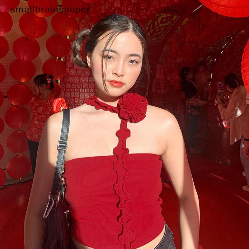 Áo Hai Dây Dệt Kim Màu Trơn Họa Tiết Hoa Thời Trang Mùa Hè Quyến Rũ Cho Nữ SBS