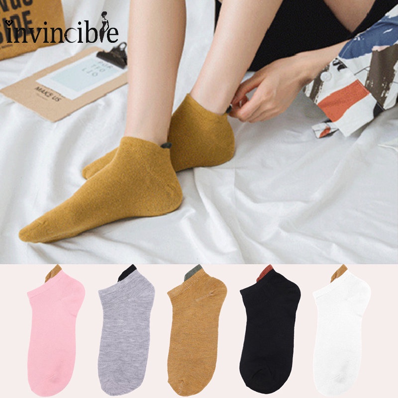 Vớ Cổ Thấp Màu Trơn Khử Mùi Thoáng Khí Chống Trượt Thời Trang Cho Nữ