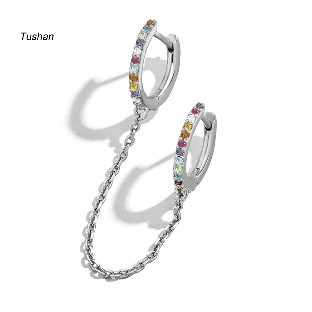 1 Khuyên Tai Chuỗi Đính Đá Lấp Lánh Thời Trang