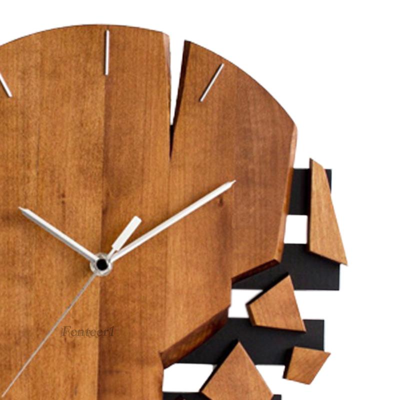 [Fenteer1] Đồng Hồ Treo Tường Hình Tròn Họa Tiết Trừu Tượng Hiện Đại Bằng Gỗ