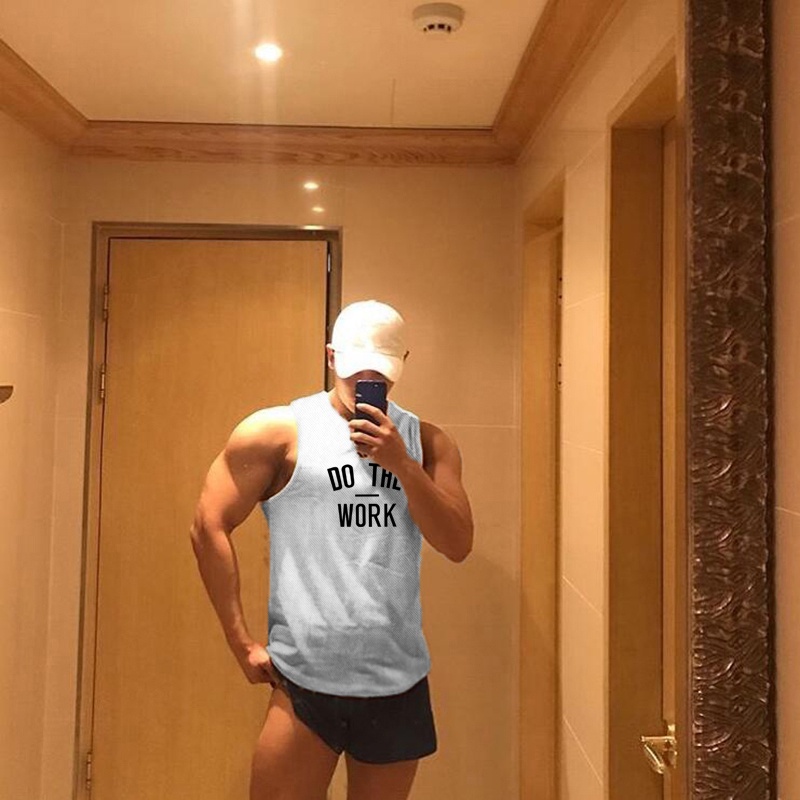 Áo Ba Lỗ Cổ Tròn Phối Lưới Nhanh Khô Tập Thể Hình Cho Nam