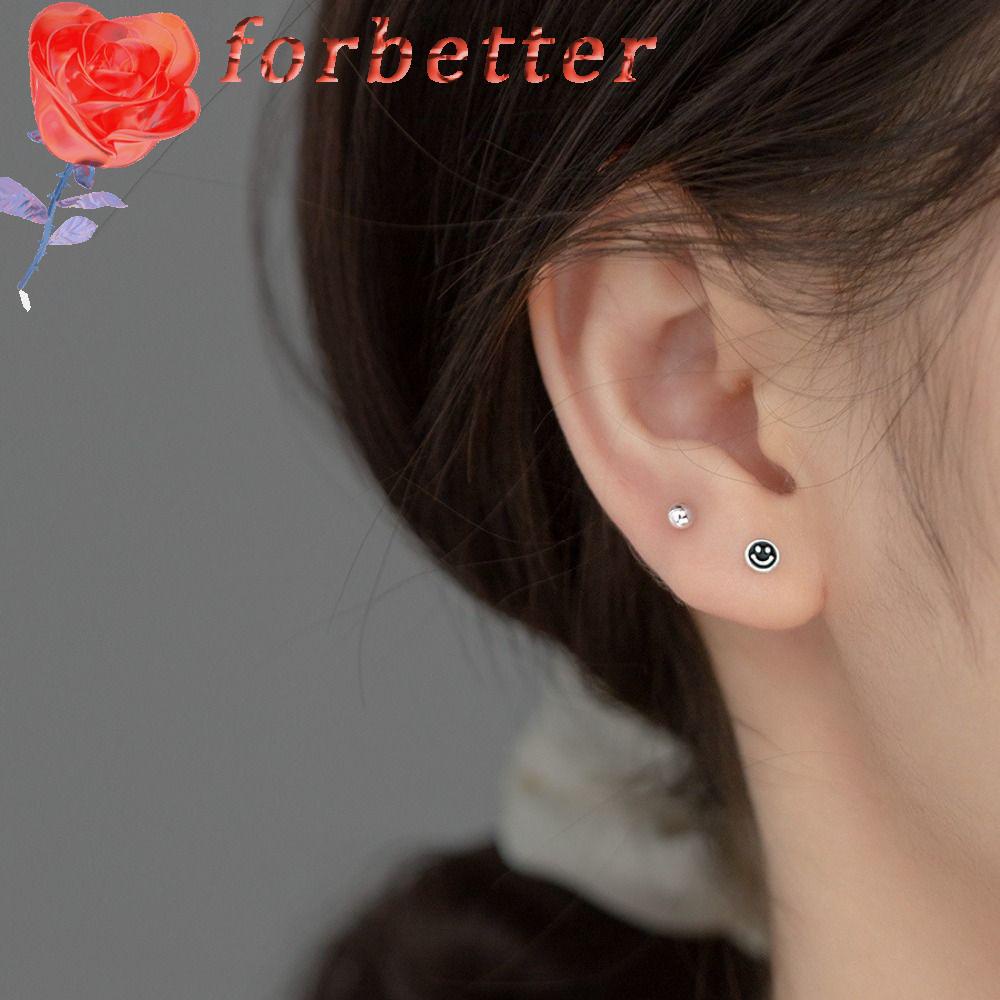 Bông Tai Mini Hình Tròn Họa Tiết Mặt Cười Thời Trang Cho Nữ